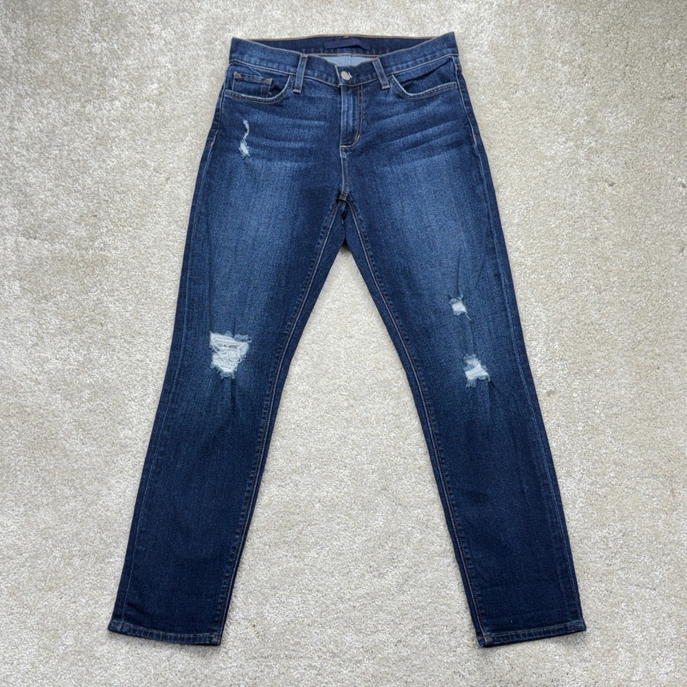 Joe's Jeans The Bobby Boyfriend Womens 25 Blue Distressed Mid Rise Tapered